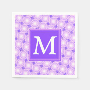 Monogram purple circles pattern napkin