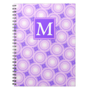 Monogram purple circles pattern notebook