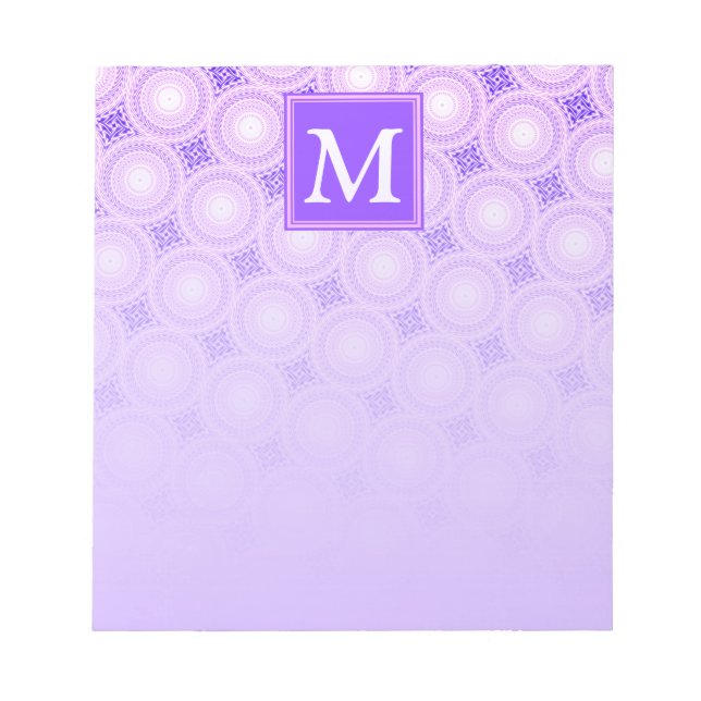 Monogram purple circles pattern notepad (Front)