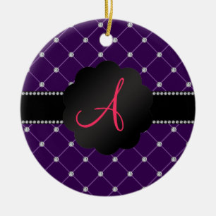 Monogram Purple diamonds Ceramic Tree Decoration