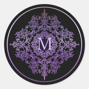Monogram Purple Filigree Motif Stickers