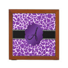 Monogram purple glitter giraffe print