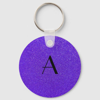 Monogram purple glitter key ring