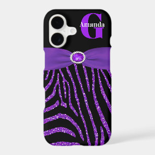 Monogram Purple Glitter Zebra iPhone 11