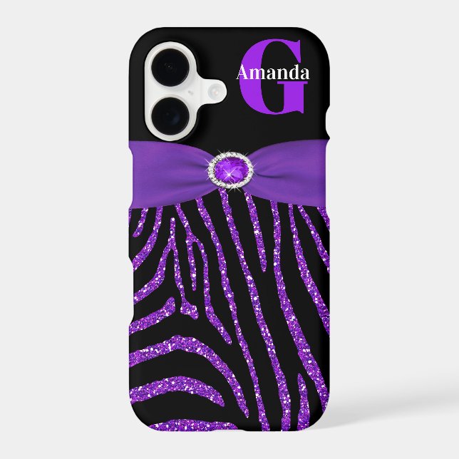 Monogram Purple Glitter Zebra iPhone 11 (Back)
