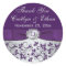 Monogram Purple Grey Floral Wedding Favour Sticker