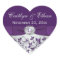 Monogram Purple Grey Floral Wedding Favour Sticker