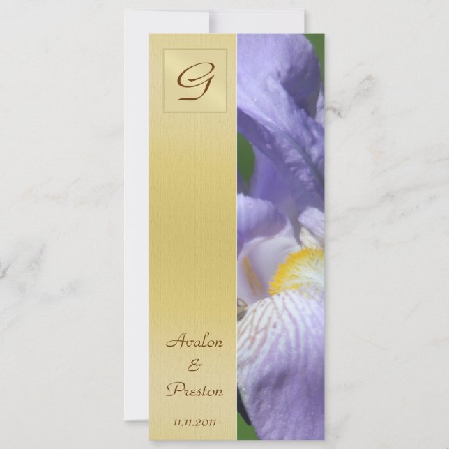 Monogram Purple Iris Wedding Program Invitation (Front)