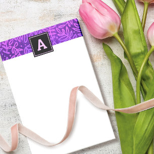 Monogram purple leaf pattern foliage modern bold post-it notes