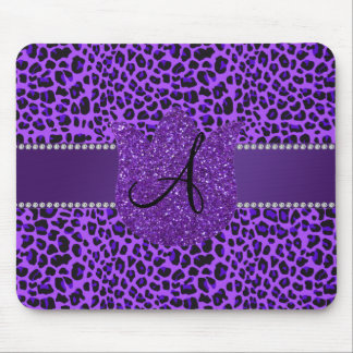 Monogram purple leopard mouse pad