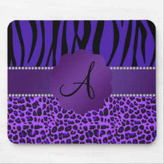 Monogram purple leopard zebra pattern mouse pad