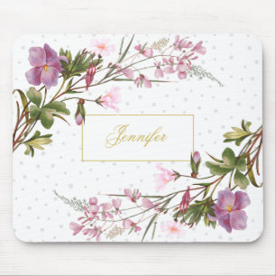 Monogram Purple Lilac Pink Bouquet Vintage Chic Mouse Pad