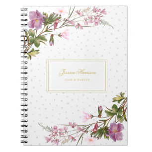 Monogram Purple Lilac Pink Bouquet Vintage Cute Notebook