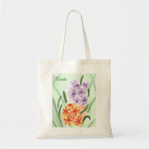 Monogram Purple Orange Hyacinth Watercolor Floral Tote Bag