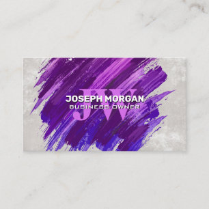 Monogram Purple Paint Brushed Appointment Card