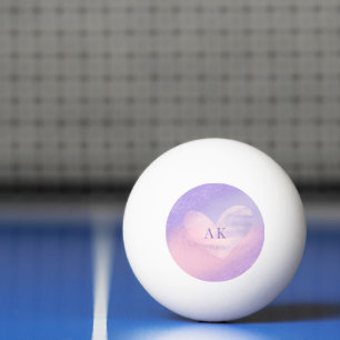 Monogram Purple Pink Gradient Heart Ping Pong Ball