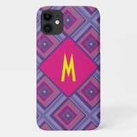 Monogram Purple Pink Lavender Diamond Pattern Art