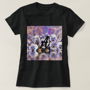 Monogram Purple Pink Pansies Water Watercolor  T-Shirt