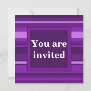 Monogram purple stripes invitation