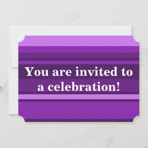 Monogram purple stripes invitation