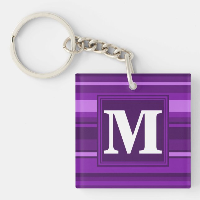 Monogram purple stripes key ring (Front)