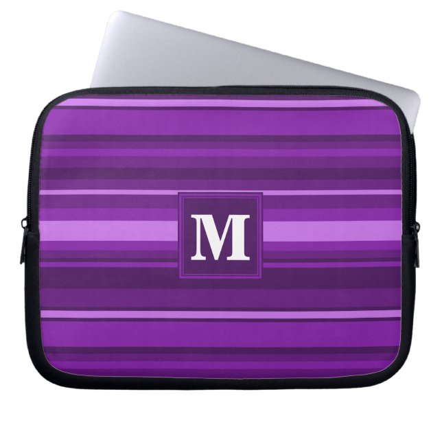 Monogram purple stripes laptop sleeve (Front)