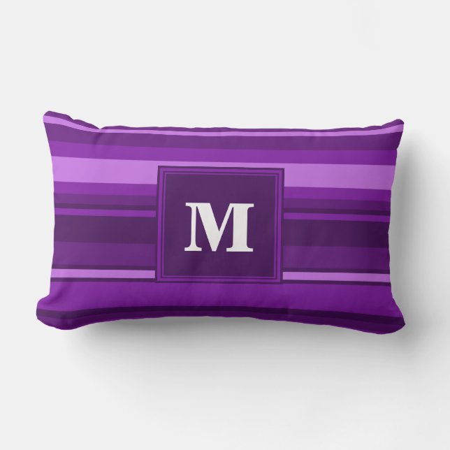 Monogram purple stripes lumbar cushion (Front)
