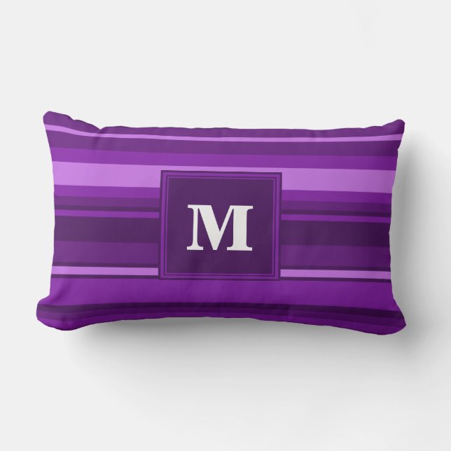 Monogram purple stripes lumbar cushion (Front)