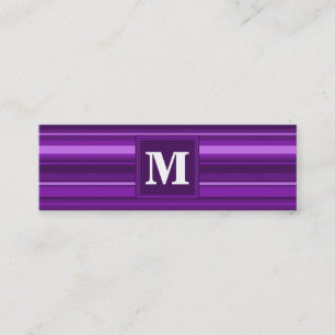Monogram purple stripes mini business card