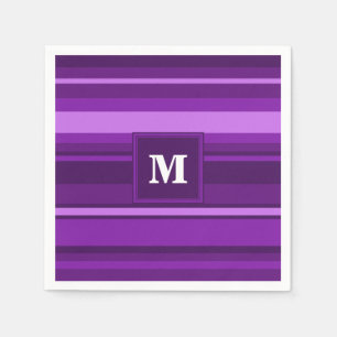 Monogram purple stripes napkin