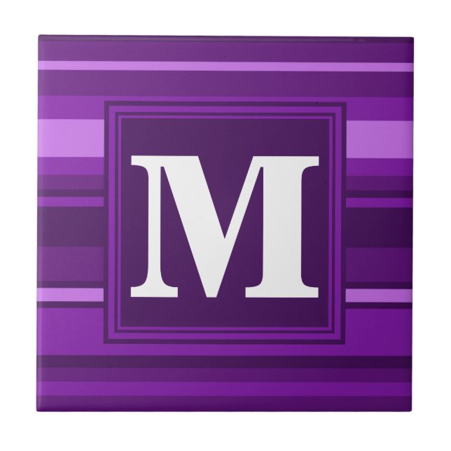 Monogram purple stripes tile (Front)