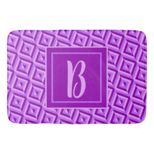 Monogram Purple Three-Tone Diamond Pattern Bath Mat