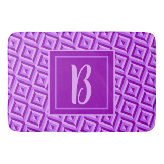 Monogram Purple Three-Tone Diamond Pattern Bath Mat