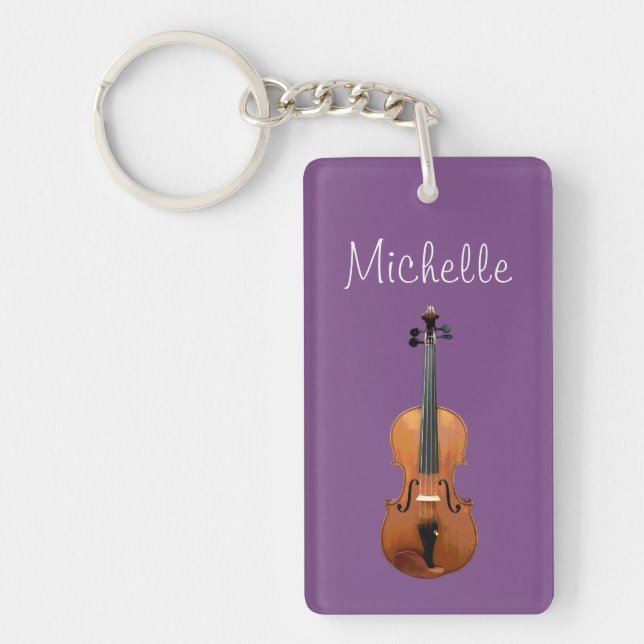 Monogram Purple Violin Music Key Ring (Front)