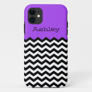 Monogram, Purple & White Chevron iPhone /5S Case-Mate iPhone Case