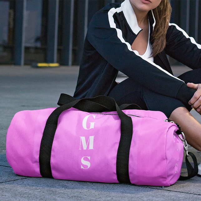 Monogram Purple White Modern Gym Duffle Bag (Creator Uploaded)