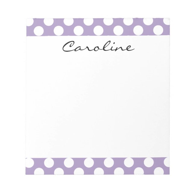 Monogram Purple White Trendy Fun Polka Dot Pattern Notepad (Front)
