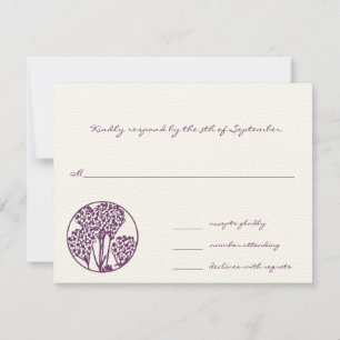 Monogram Purple Wild Flower Wedding RSVP Card