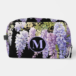 Monogram purple wisteria watercolor floral dopp kit