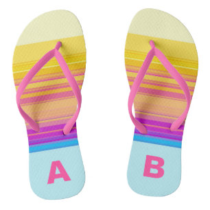 Monogram Purple Yellow Blue Stripes Jandals