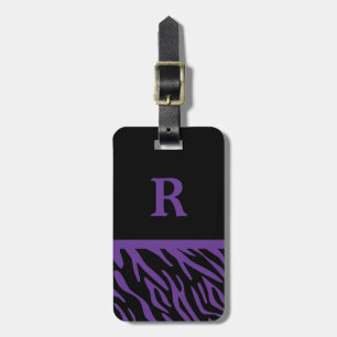 Monogram Purple Zebra Stripe Luggage Tag