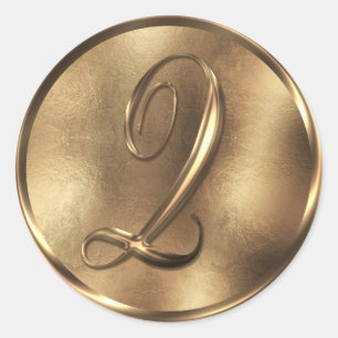 Monogram Q Bronze Wedding Invitation Holiday Classic Round Sticker