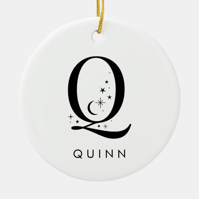 Monogram Q Celestial Name  Ceramic Tree Decoration (Front)