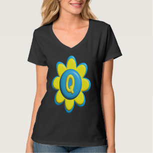 Monogram Q  Colorful Flower T-Shirt