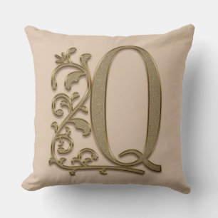 Monogram Q Creamy Mocha, Family, Wedding Birthday Cushion