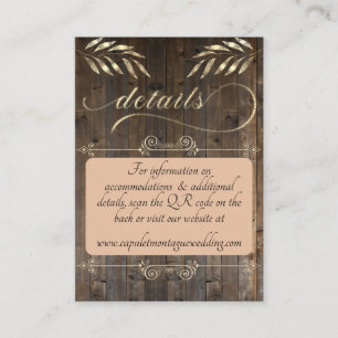 Monogram & QR Code - Barnwood/Peach Enclosure Card