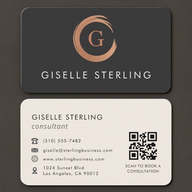 Monogram QR Code Business Card (Creator Uploaded)