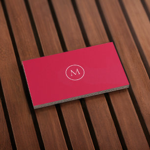 Monogram Qr Code Cerise Business Card