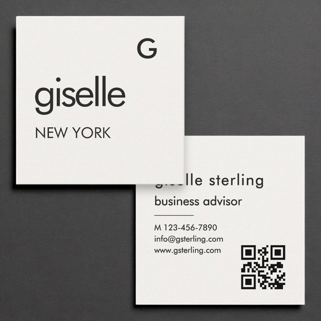 Monogram QR Code Luxury Elegant Minimalist  Square Business Card (Creator Uploaded)