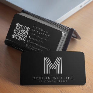 Monogram QR Code Minimalist Icons  Business Card